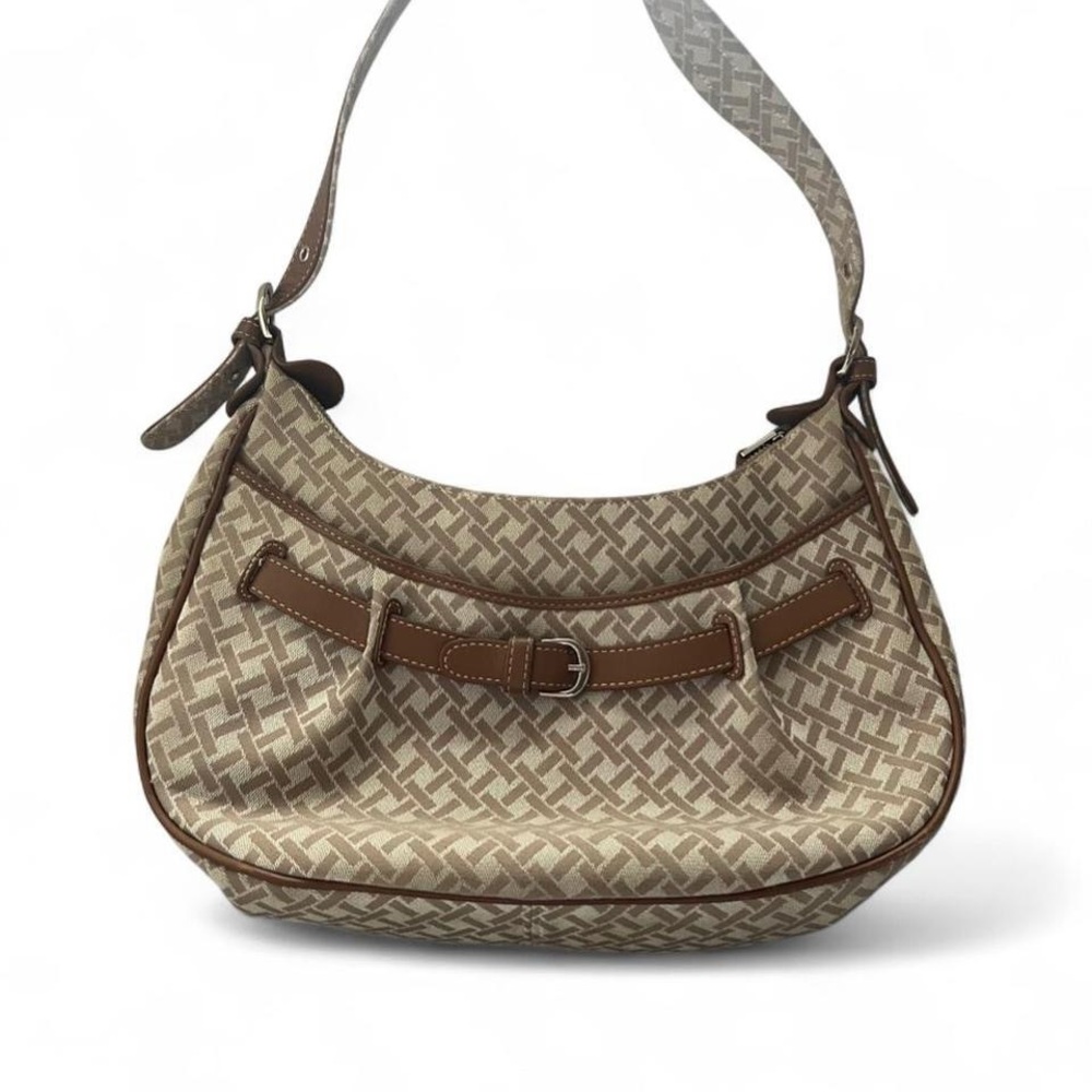 Talbots Beige and Brown Patterned Shoulder Bag